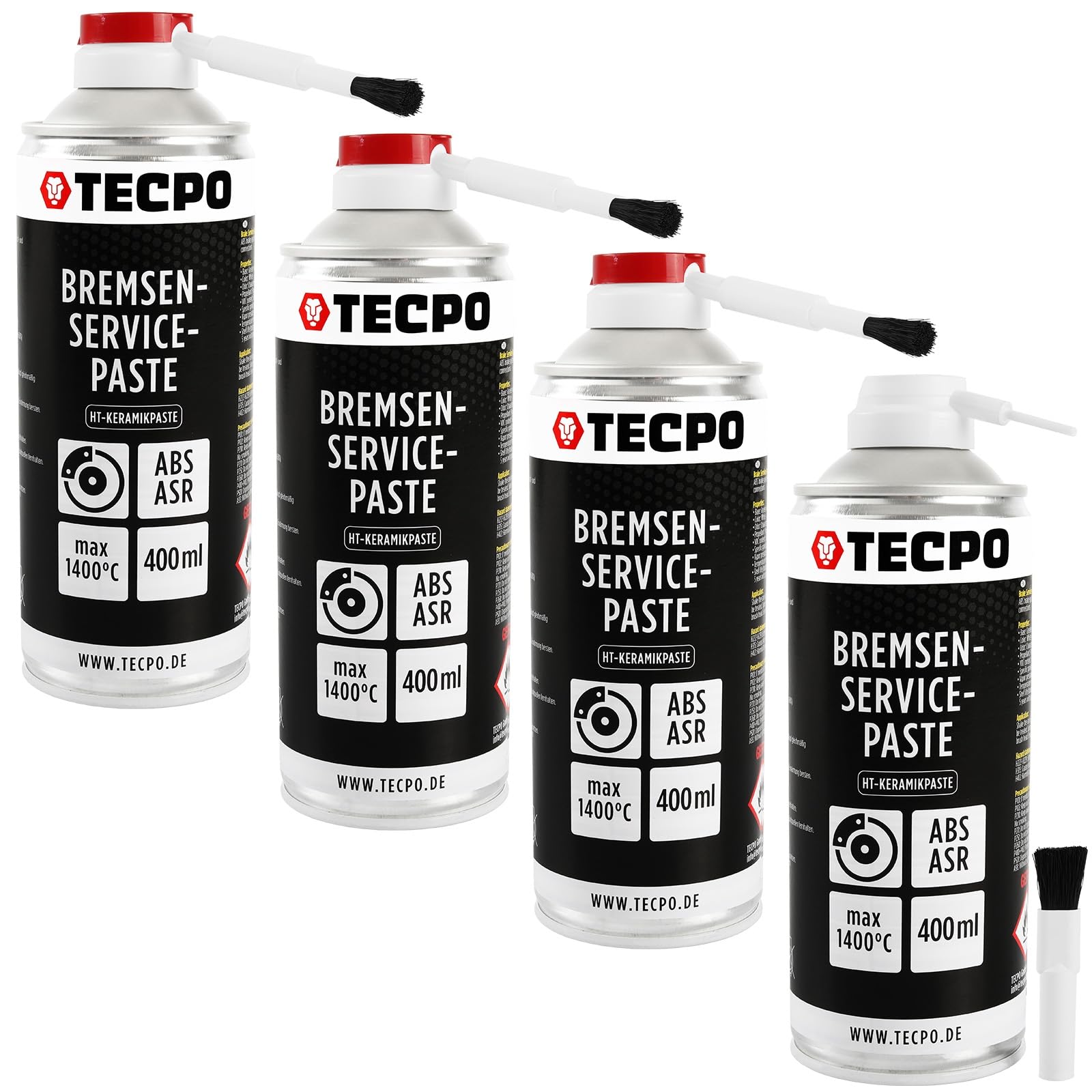 TECPO Hochtemperatur Multimontagepaste, 4X 400ml Hochbelastbarer Dauerschmierstoff für die Bremsscheiben Bremsenpaste Anti-Quietsch-Paste Bremsen Schmierpaste Keramikpaste Kupferpaste