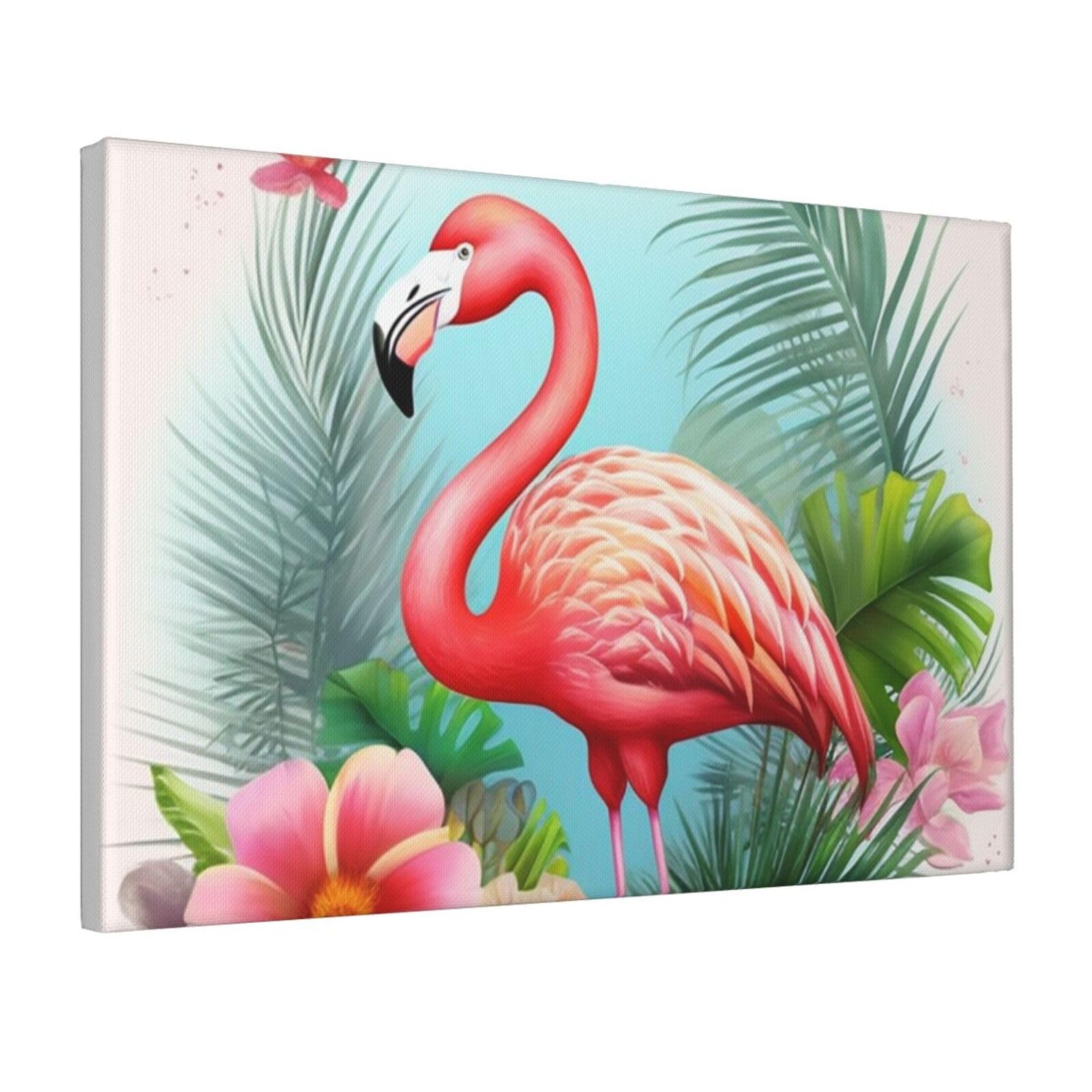 Framed Wall Art for Living Room Art Work, Tropical Flamingo Picture Prints Modern Office Wall Paintings Poster Aesthetic Wall Decorations for Home Decor Ready To Hang 12"x18"