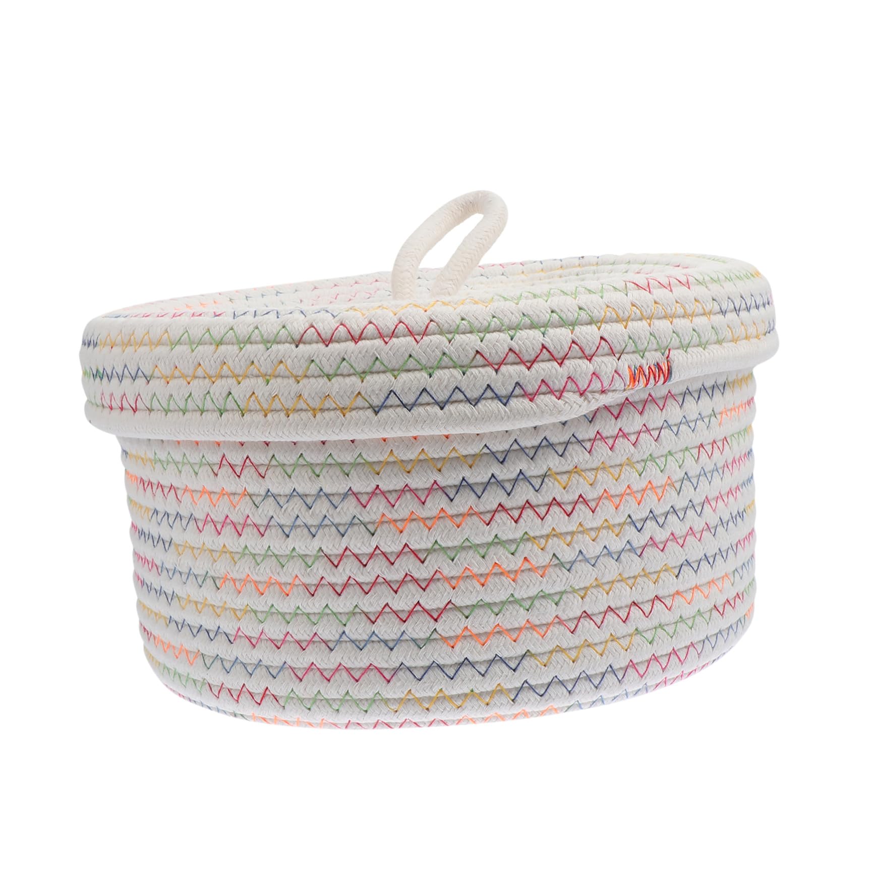 Cesta de almacenaje tejida解决桌面凌乱 con tapa para objetos pequeños del hogar