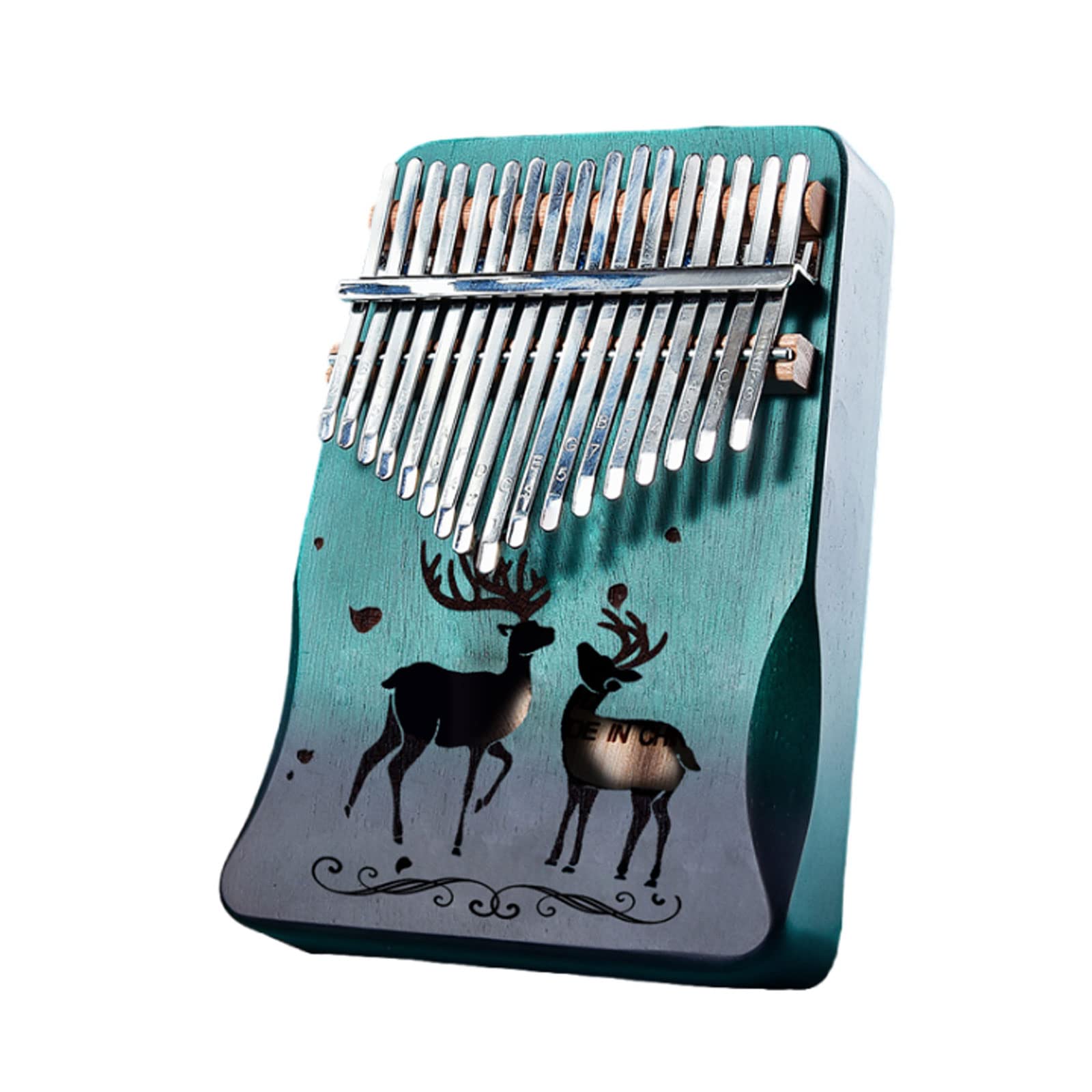 Suono Squisito Strumento Musicale per Pianoforte a Pollice in Mogano a 17 Tasti ， Squisito Motivo a Doppio Cervo ， per Elementi Musicali Portatili per Principianti Facile da Giocare
