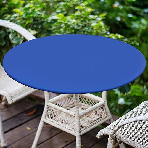 Miniatura 294 de Smiry - Mantel redondo de vinilo ajustable con bordes elásticos y parte trasera de franela, mantel de vinilo impermeable, lavable, diseño enrejado