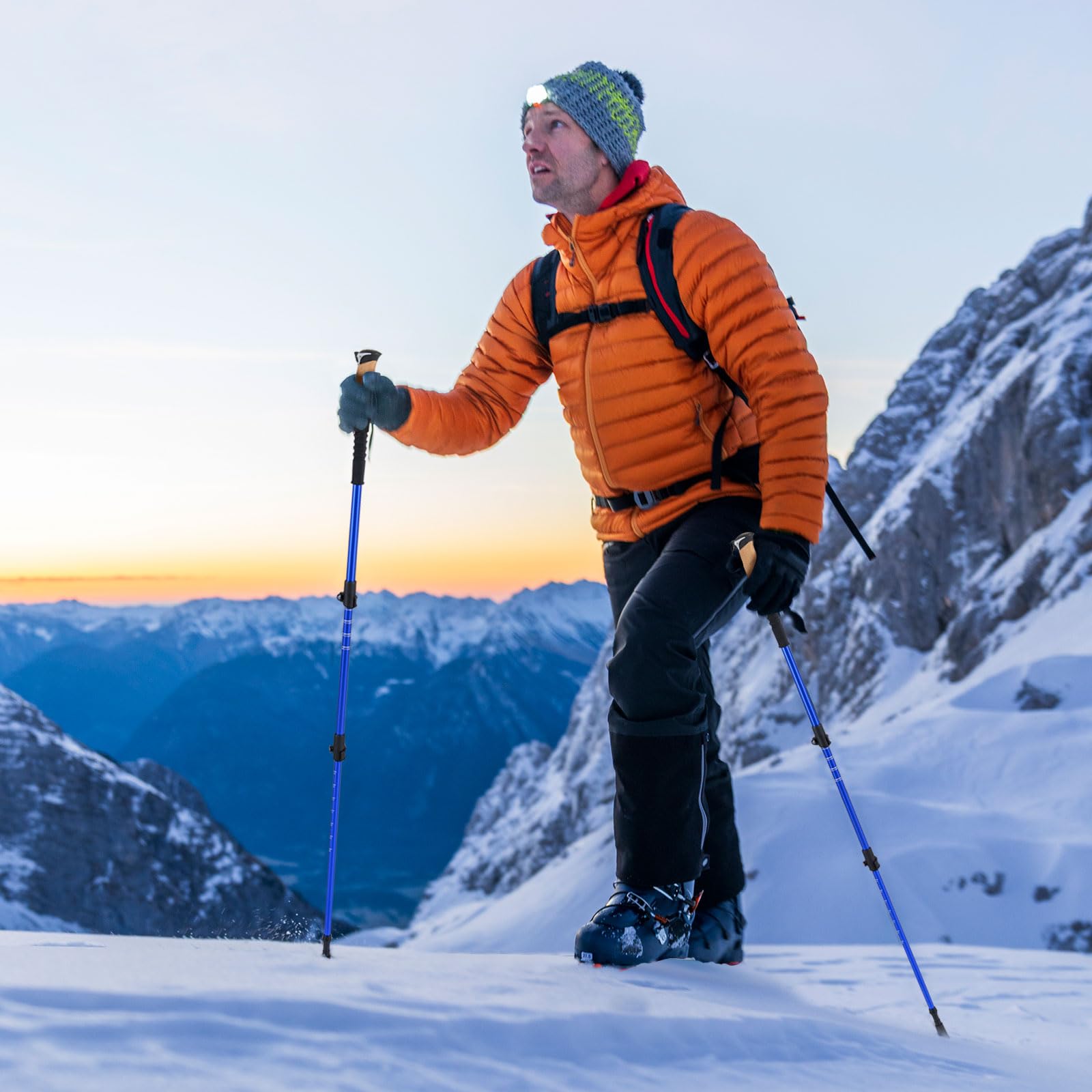 COSTWAY Wanderstöcke Teleskop Aluminium oder Carbon mit Korkgriff, Nordic Walking Stöcke für Damen und Herren, Leichte Trekkingstöcke zum Wandern, Trekking und Skitouren