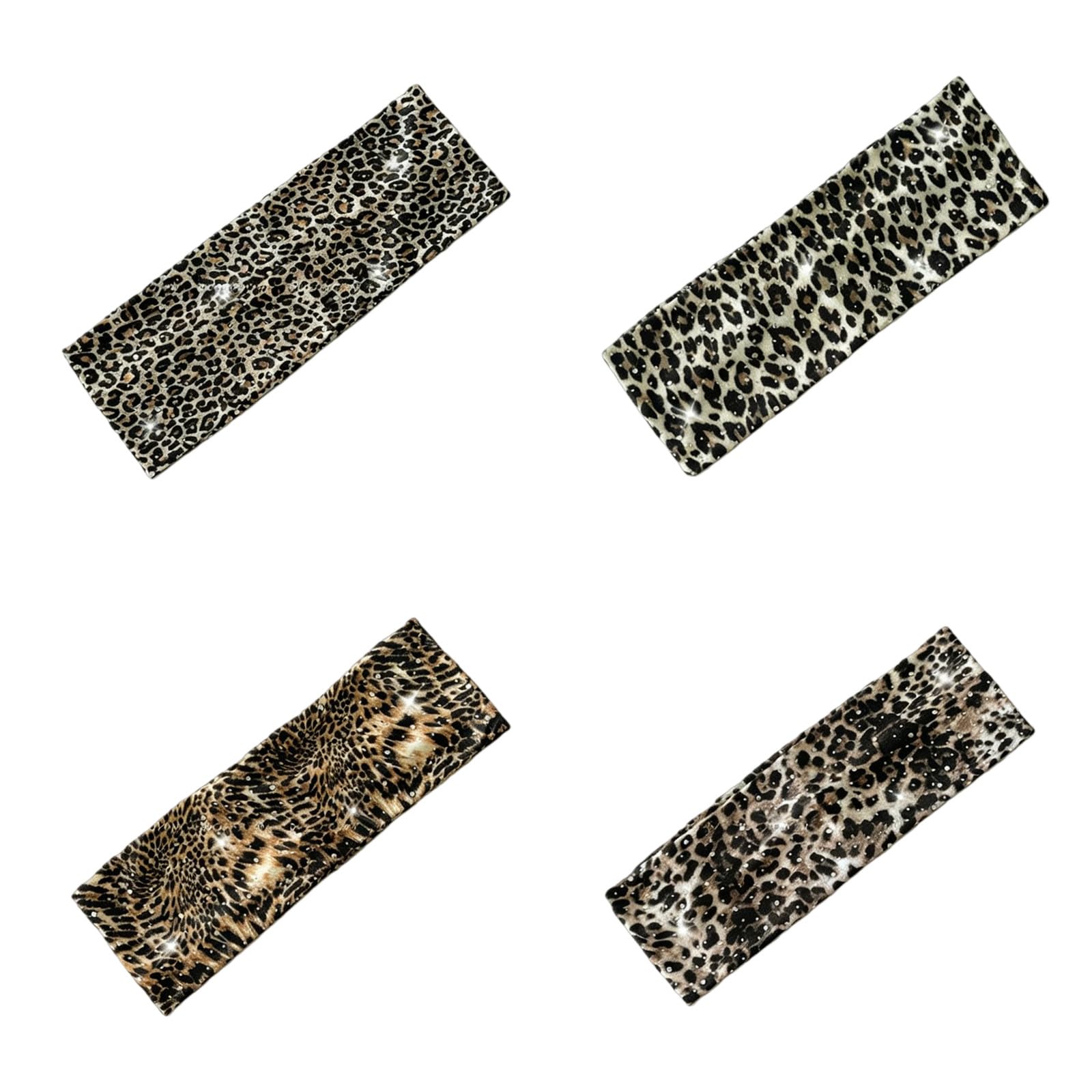 CYUCHENC wide headband 4 Pack Leopard Print Perm Hairbands Retro Fashion Hot Girl Headbands Brim Elastic Breathable Sports Headbands-1-four