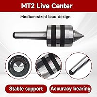 Vista 5 de findmall MT2 Centro Vivo de Servicio Medio de 60 Grados Centro de Contrapunto Vivo Apto para Tornos CNC, Tornos Manuales Ordinarios y Tornos de Alta