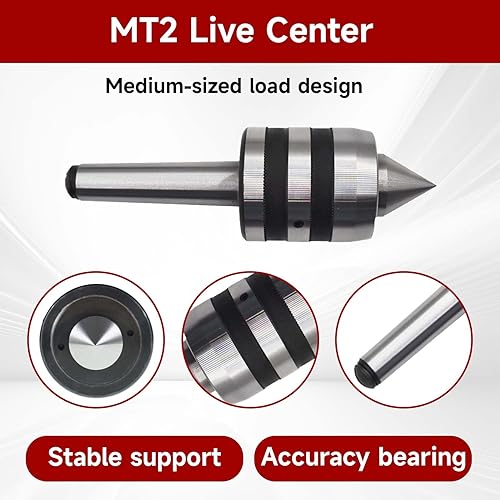 Vista 5 de findmall MT2 Centro Vivo de Servicio Medio de 60 Grados Centro de Contrapunto Vivo Apto para Tornos CNC, Tornos Manuales Ordinarios y Tornos de Alta