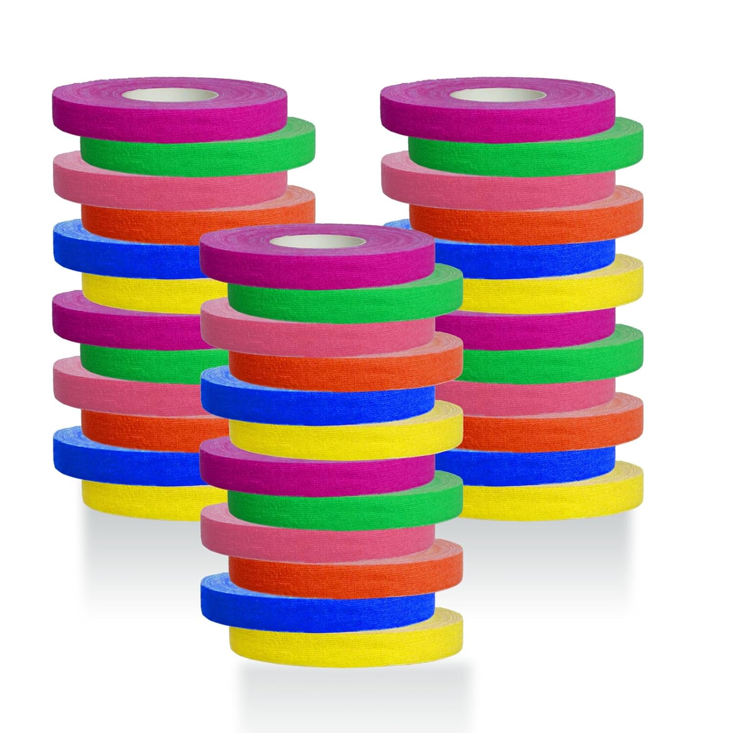 36 Pcs Spike Tape Sets 1/2 in Wide x 65 ft Length Heavy Duty Neon Gaffer Wires Pinstripe Marking Tape for Theater Stage Floors Holds Down Fluorescent Gaff,6 Colors