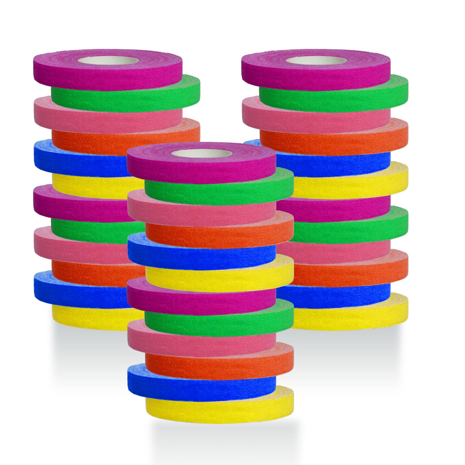 36 Pcs Spike Tape Sets 1/2 in Wide x 65 ft Length Heavy Duty Neon Gaffer Wires Pinstripe Marking Tape for Theater Stage Floors Holds Down Fluorescent Gaff,6 Colors