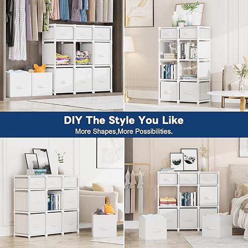 Miniatura 5 de Mavivegue - Estante organizador de almacenamiento de 9 cubos, organizadores de armario, fácil de montar, con cajones de almacenamiento, para sala