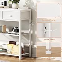 Vista 9 de Furologee White Entryway Table, 38'' Console Sofa Table with 3 Fabric Drawers, Industrial Entry Way Table with Storage Shelves, Display Shelf for