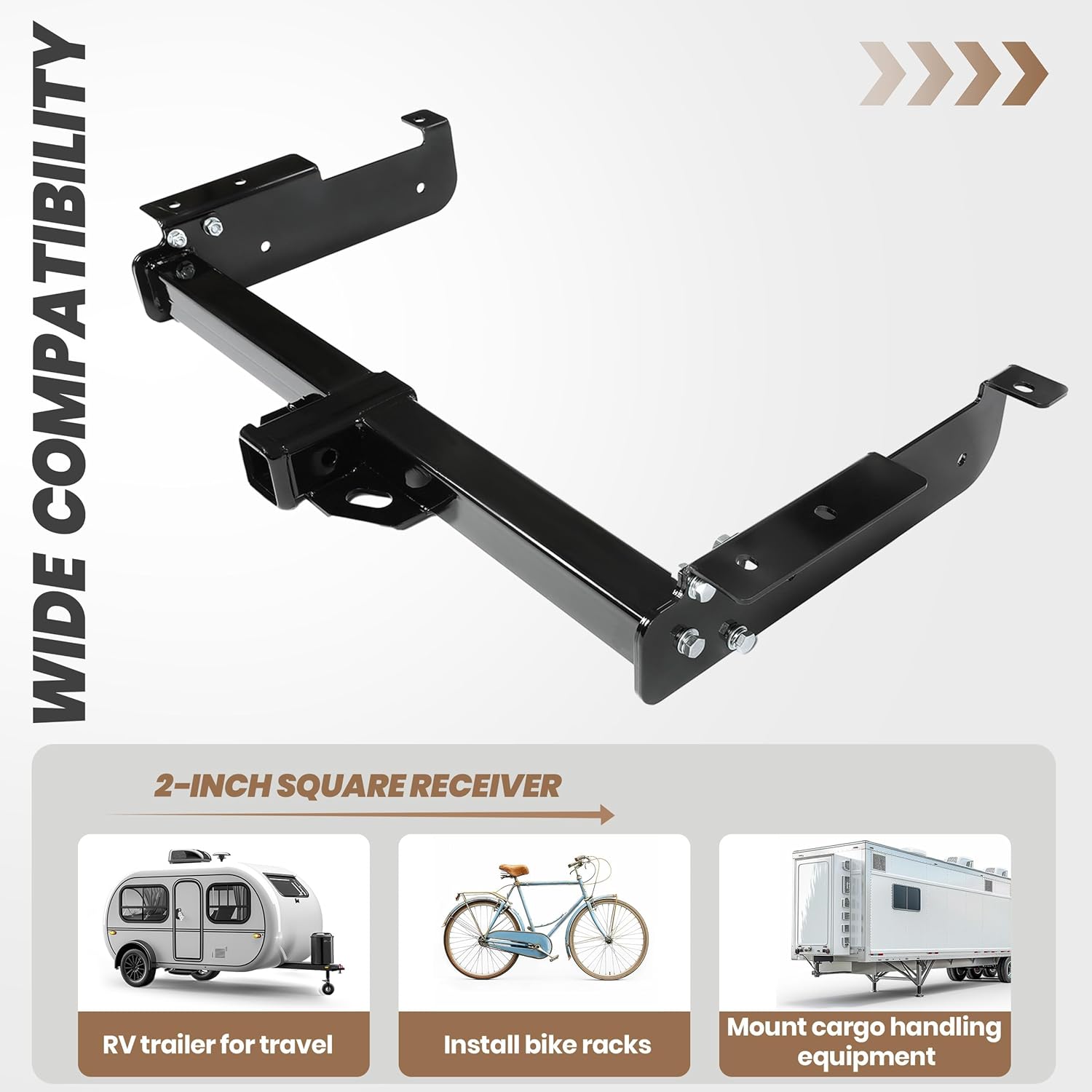 KUAFU 2 Inch Class 3 Trailer Hitch Compatible with 1996-2023 Chevrolet Express 1500 2500 3500 GMC Savana 1500 2500 3500 Towing Hitch Mount Receiver