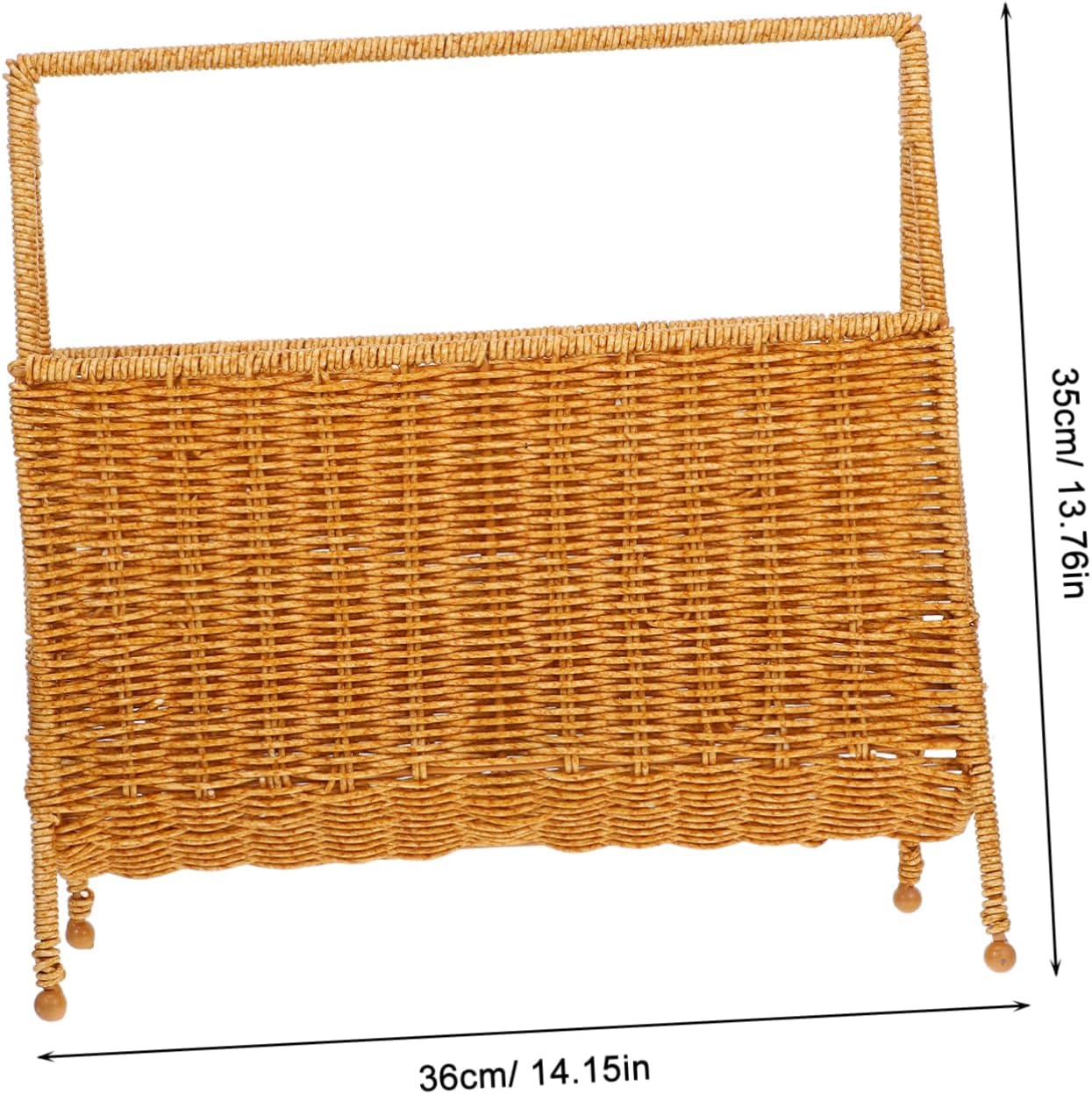 Woven Magazine Holder Stylish Plastic Rattan Storage Rack for Home Office Capacity Organizer for Books and Newspapers Multi-functional Decorative Basket Light Two-tone