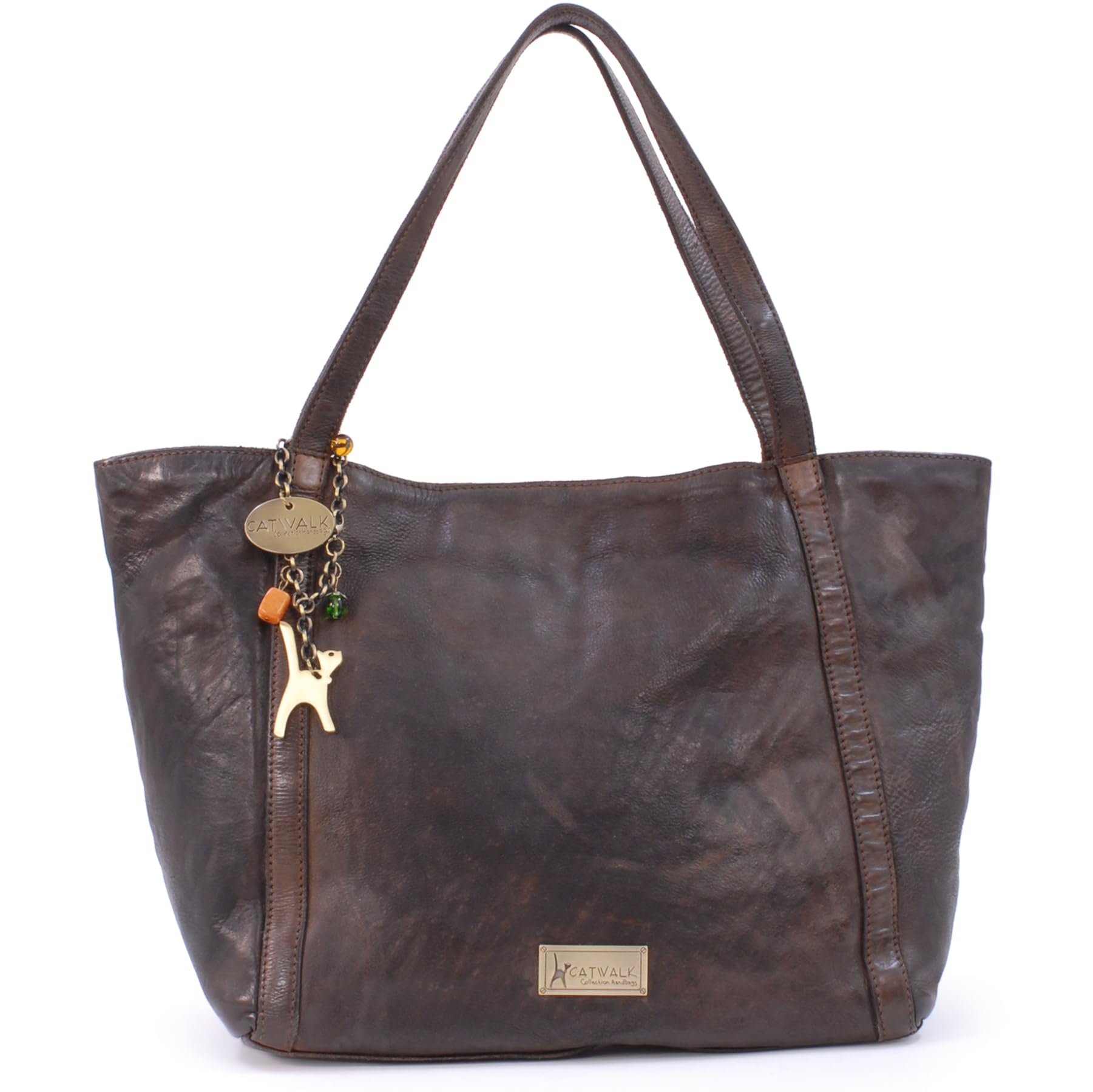 Catwalk Collection Handbags - Grande Tote Bag in Pelle Washed - Borsa a Spalla Donna - Borsa a Mano Formato A4 da Lavoro - Hazel