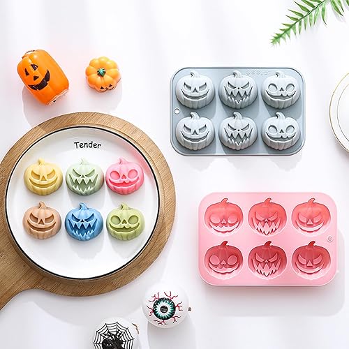 Miniatura 3 de Juego de moldes de silicona para calabaza de 6 piezas, 3 formas diferentes, seguro para alimentos, flexible, antiadherente para chocolate, hielo,