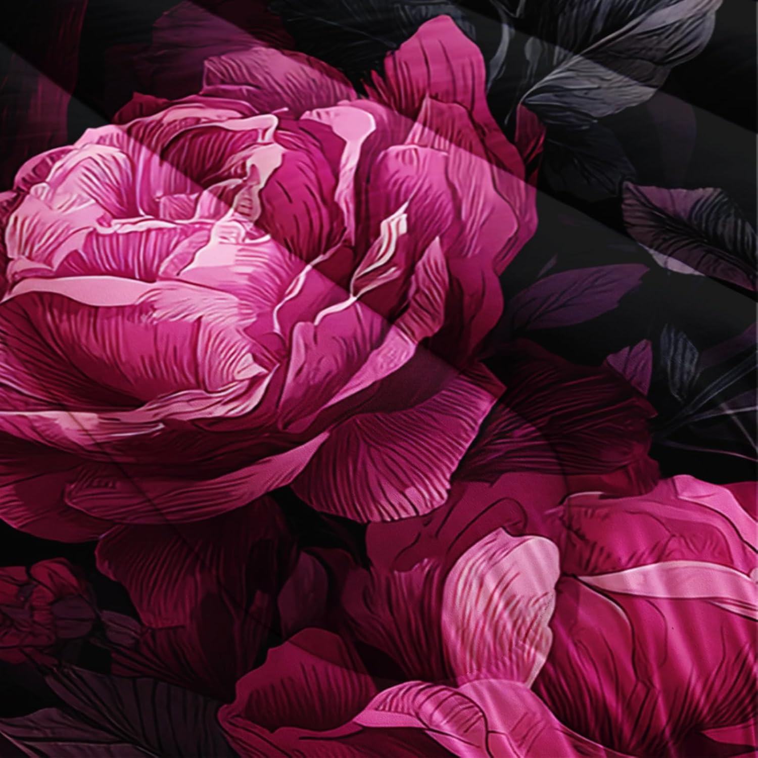 Black and Pink Skull Butterfly Flower Design Comforter Set Queen Sets，Quilt Queen Size Bedding Set Gothic，Skull Quilts Queen Size，with 1 Comforter with 2 Pillow Case