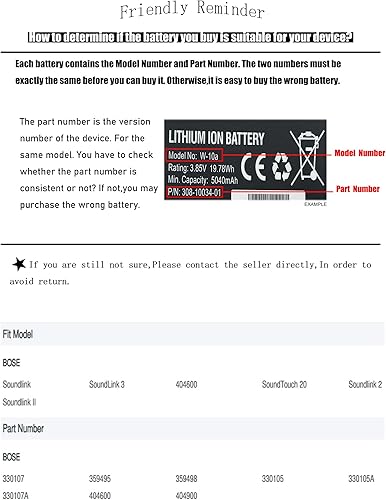 Miniatura 2 de BCXY 404600 Battery Replacement for Bose Soundlink Soundlink 2 SoundLink 3 Soundlink II Sound 20 Bose 330107 359495 359498 330105 330105A 330107A