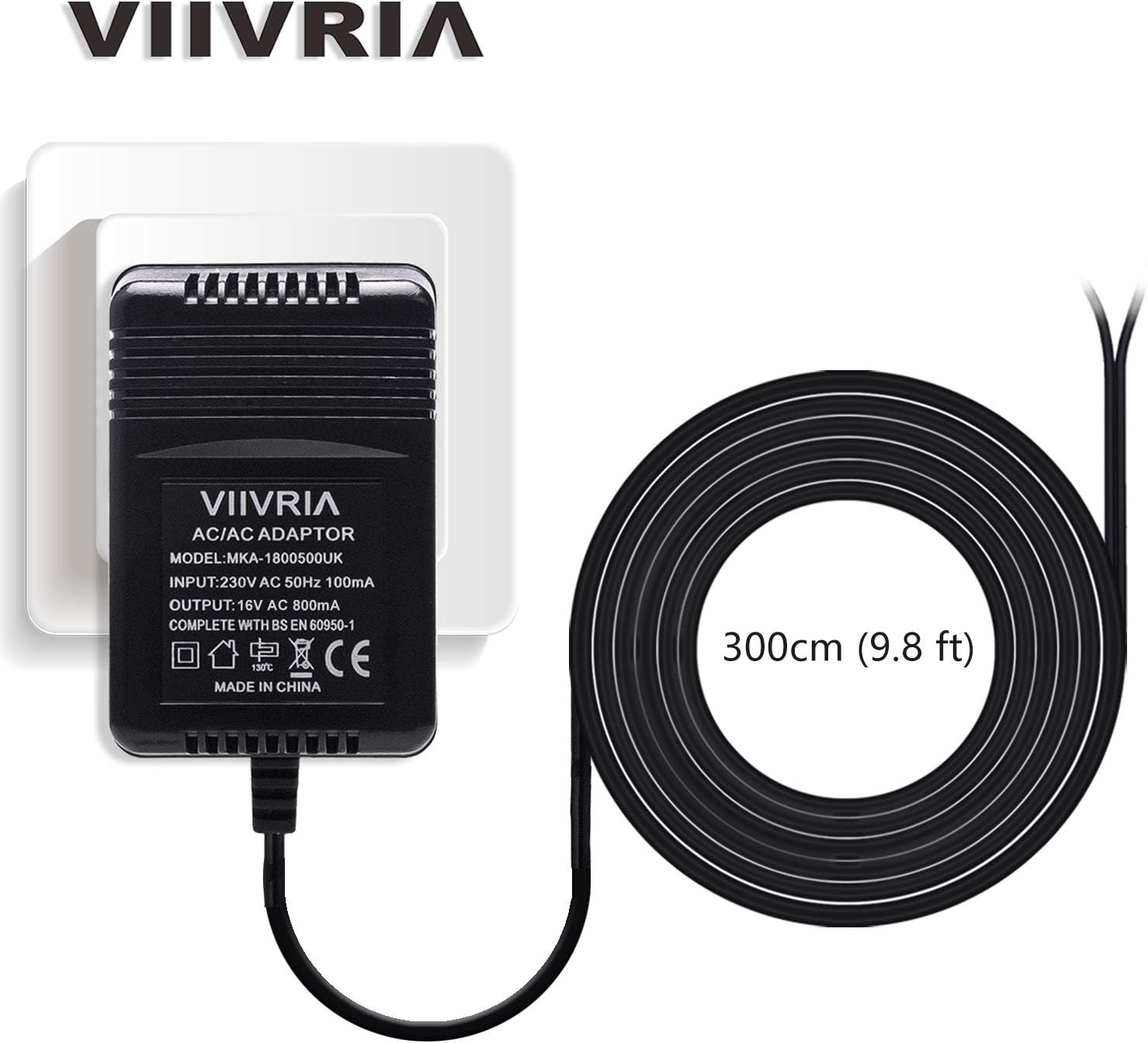 Ring Doorbell Power Supply, 16V Doorbell Transformer, Transformer for The Ring Video Doorbell, Ring Video Doorbell 2 & Ring Video Doorbell Pro, Power Supply for Nest Hello Doorbell