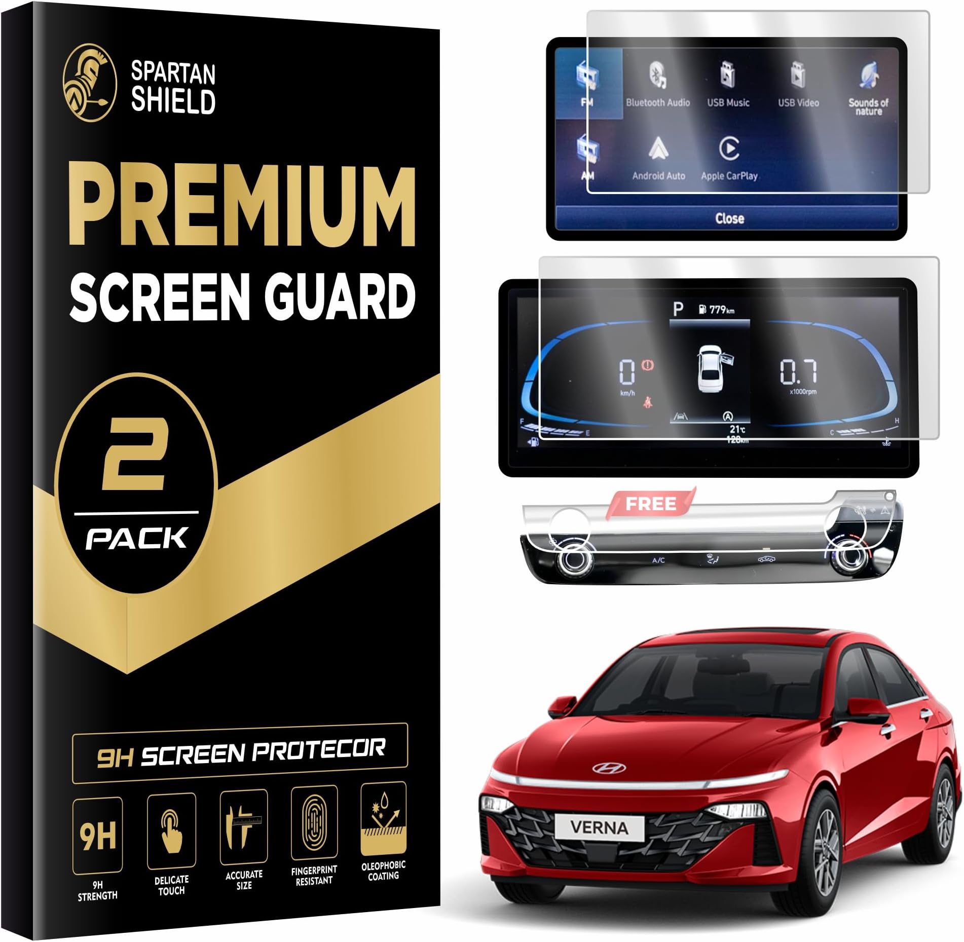 Spartan Shield TouchScreen Infotainment System Protector Compatible For HYUNDAI VERNA 2023 FACELIFT [ 8 INCH ] Display Screen Guard And Instrument Cluster for Speedometer [Not Tempered Glass] (8 Inch Combo)
