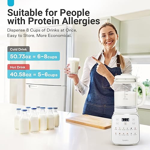 Miniatura 8 de Máquina para fabricar leche de nuez de 50.73oz Máquina automática de leche de soja 12 en 1 con diseño desmontable, jugo casero, almendras, leches de