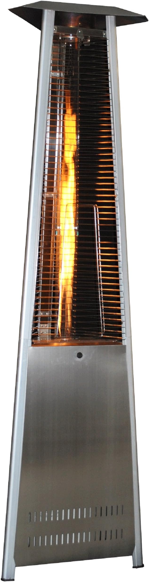 SUNHEAT International (SUNH0) Contemporary Triangle Design Portable Propane Patio Heater with Decorative Variable Flame, Stainless Steel