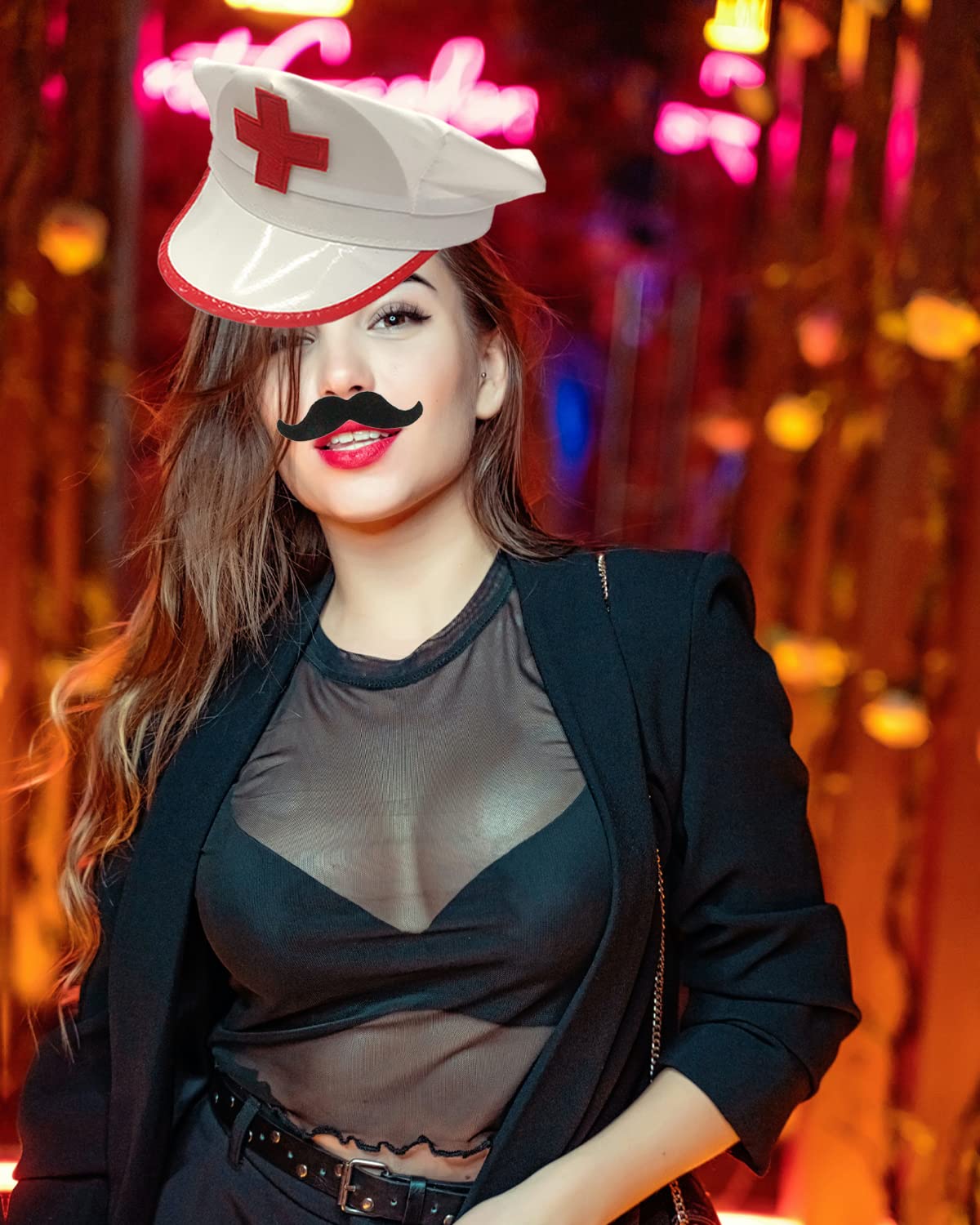 18 Pcs Funny Party Photo Booth Props for Adults Assorted Dress Up Costume Party Hats Funny Party Sunglasses Fun Photo Booth Kits for Wedding Props Bachelorette Party Supplies