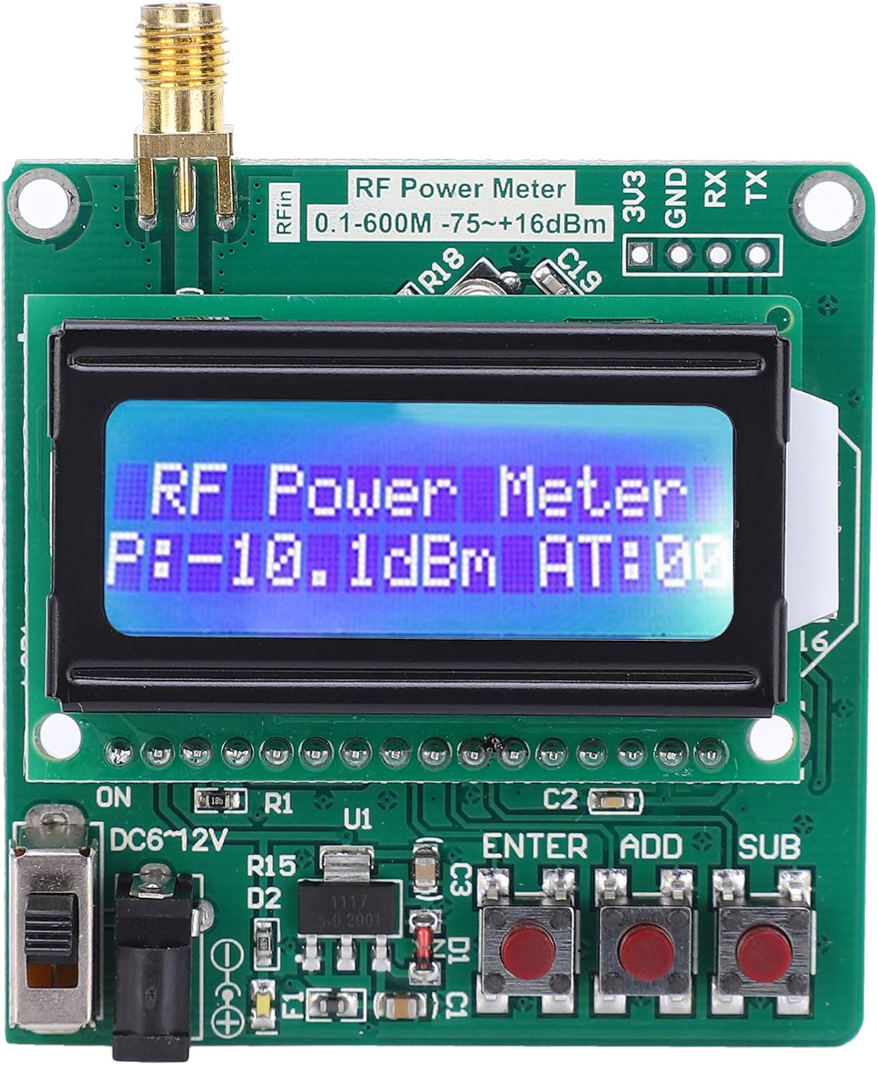 Amazon.co.jp デジタルRFパワーメーターモジュール 軽量 RFパワーディテクタ デジタルパワーメータ 75 + 16 dBm