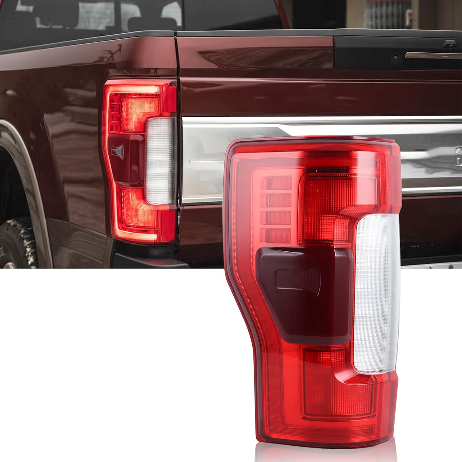 LH Full LED With Blind Spot Tail Light Fit for 2017 2018 2019 Ford F250 F350 F450 F550 Super Duty Rear Lamp Left Driver Side Rear Lights Module NOT Included FO2800262 KC3Z13405B