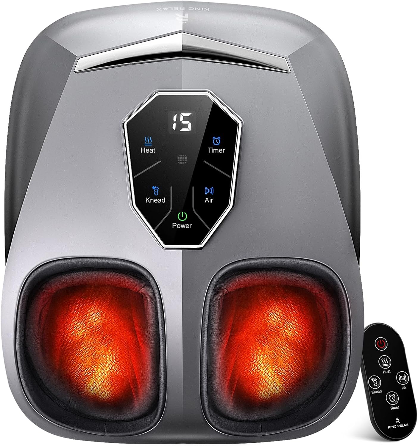 KING RELAX Shiatsu Foot Massager with Heat, 2026 Upgraded Deep Kneading & Squeeze Massage for Plantar Fasciitis, Modern Sculpted Design, Fits Up to Size 14, FSA Eligible HSA Store, Mothers Day Gifts