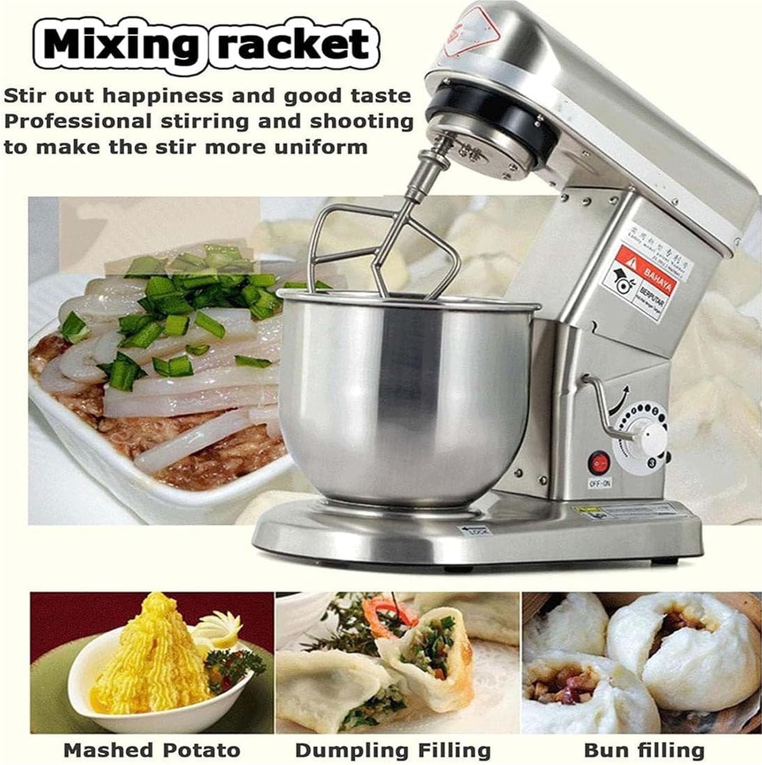 Impastatrice Planetaria Professionale da Banco 10L, Acciaio Inox con Gancio Impastatore, Frusta Piana e a Filo, 3 velocità, Motore 500W Rame per Impasti Pane, Torte, Pizza e Pasta Fresca,7L