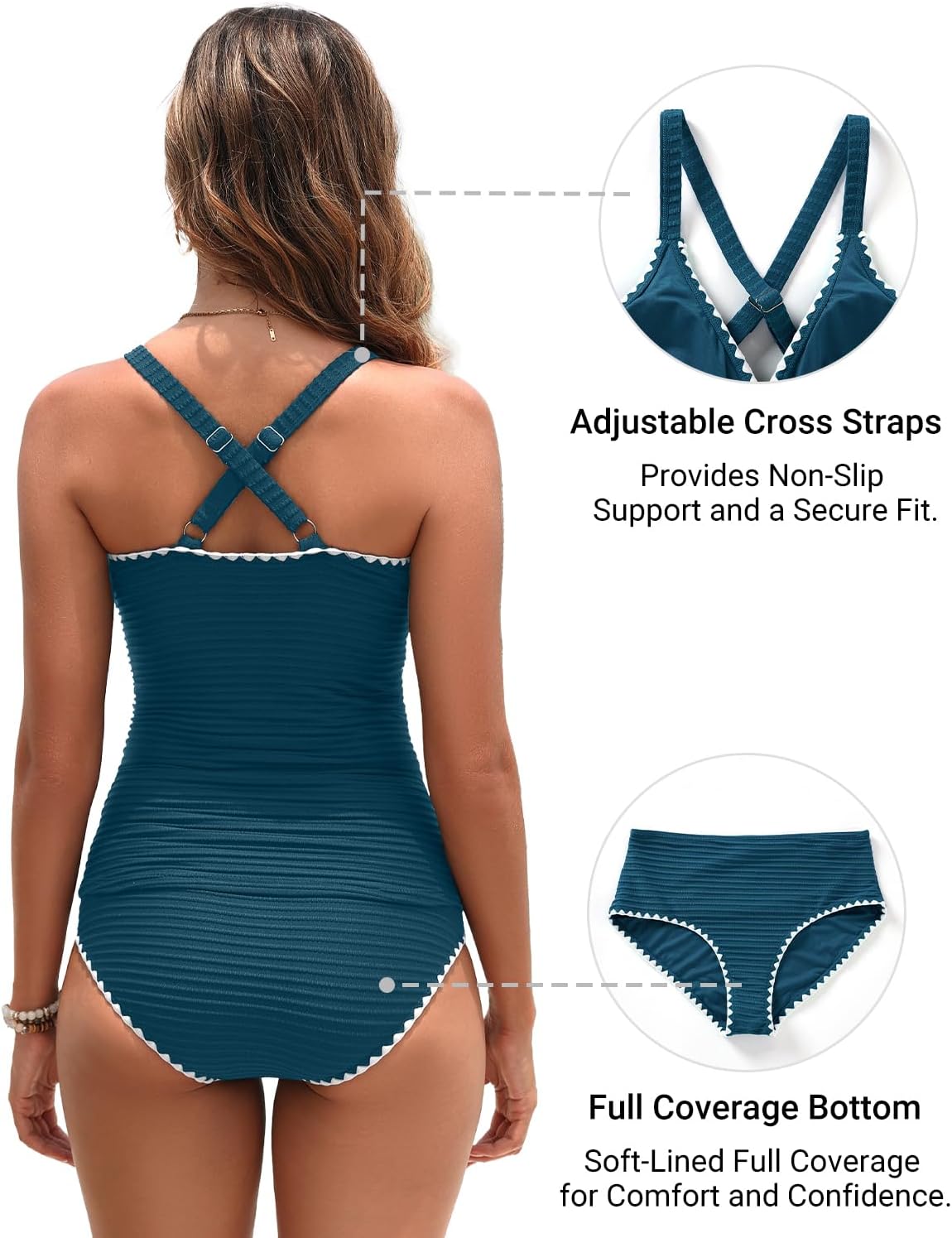 Daci Women's Tankini Swimsuits - Tummy Control Bathing Suits Two Piece Ribbed Twist 2025 Swimwear with High Waisted Bottom - Image 6