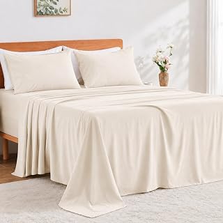 GOKOTTA 4 Piece Queen Sheet Set - Soft, Breathable & Cozy - Light Beige | Elastic Corner Straps, 10-16 Inch Deep Pocket, Tear-Resistant Brushed Microfiber, Anti-Pilling & Wrinkle-Free, Gentle on Skin