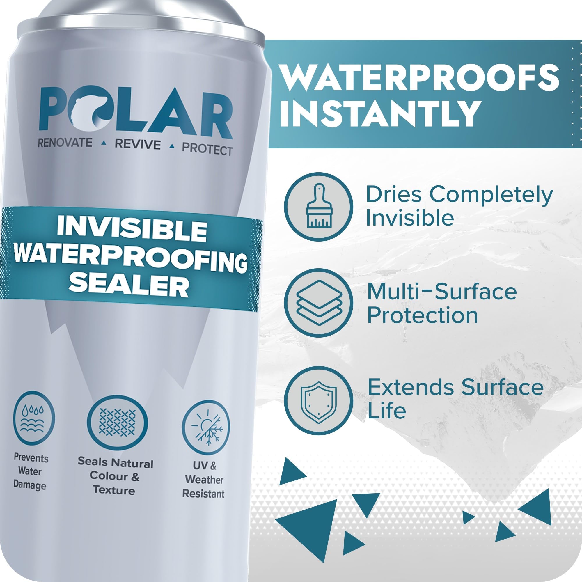 Polar Invisible Waterproof Sealer Clear - 6 x 600ml, 600ml (Pack of 6) - Image 2