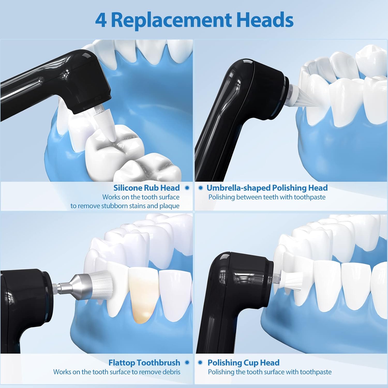 Polisher, Tooth Whitening Kit for Teeth Whitening and Daily Care Cleaning, USB Rechargeable, Waterproof, Multifunctional Replacement Head