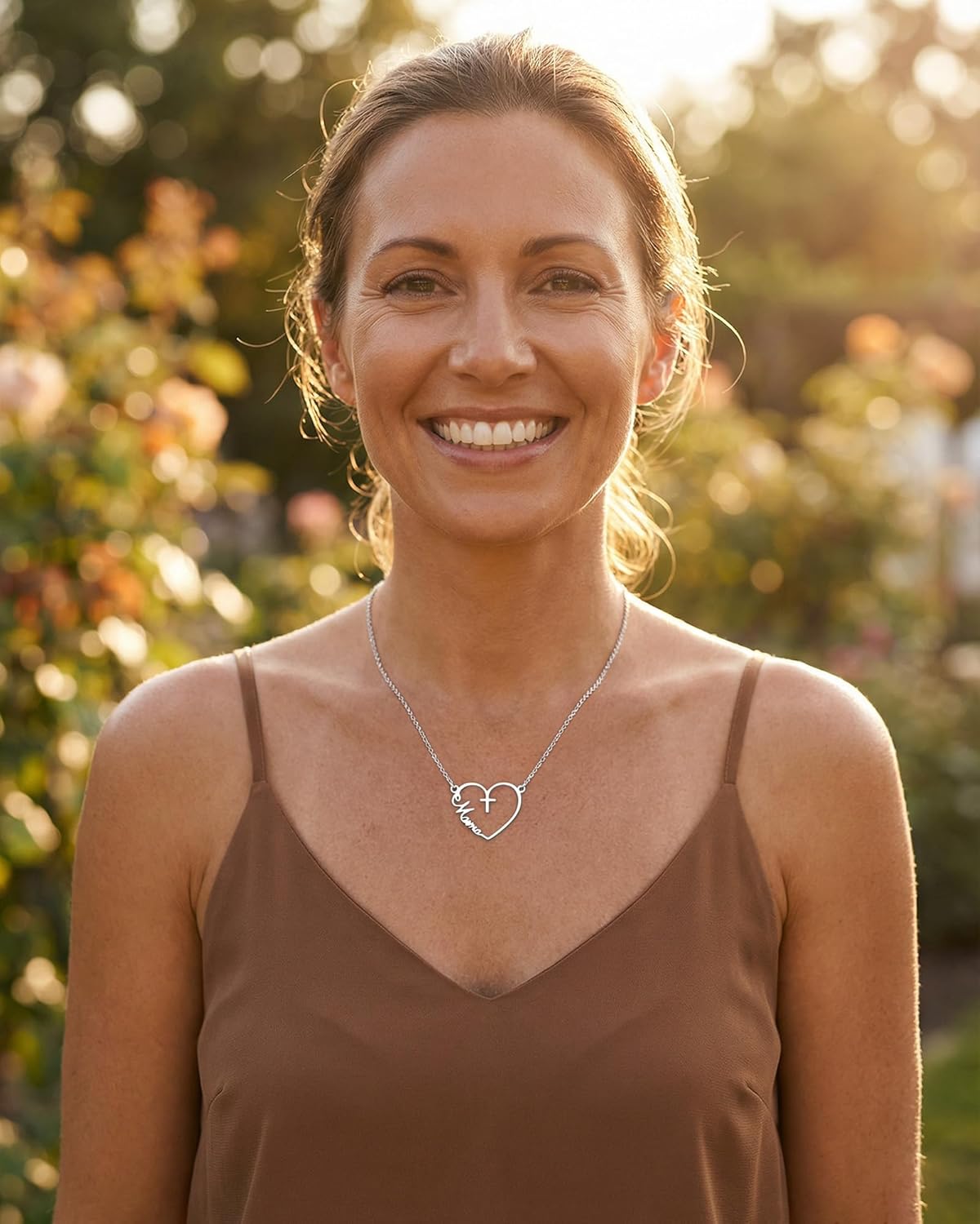 Grandma Jewelry Nanny Necklace Stainless Steel Cutout Gigi Mimi Nana Mama Love Heart Letter Cross Pendant Necklaces Gift for Women. - Image 2