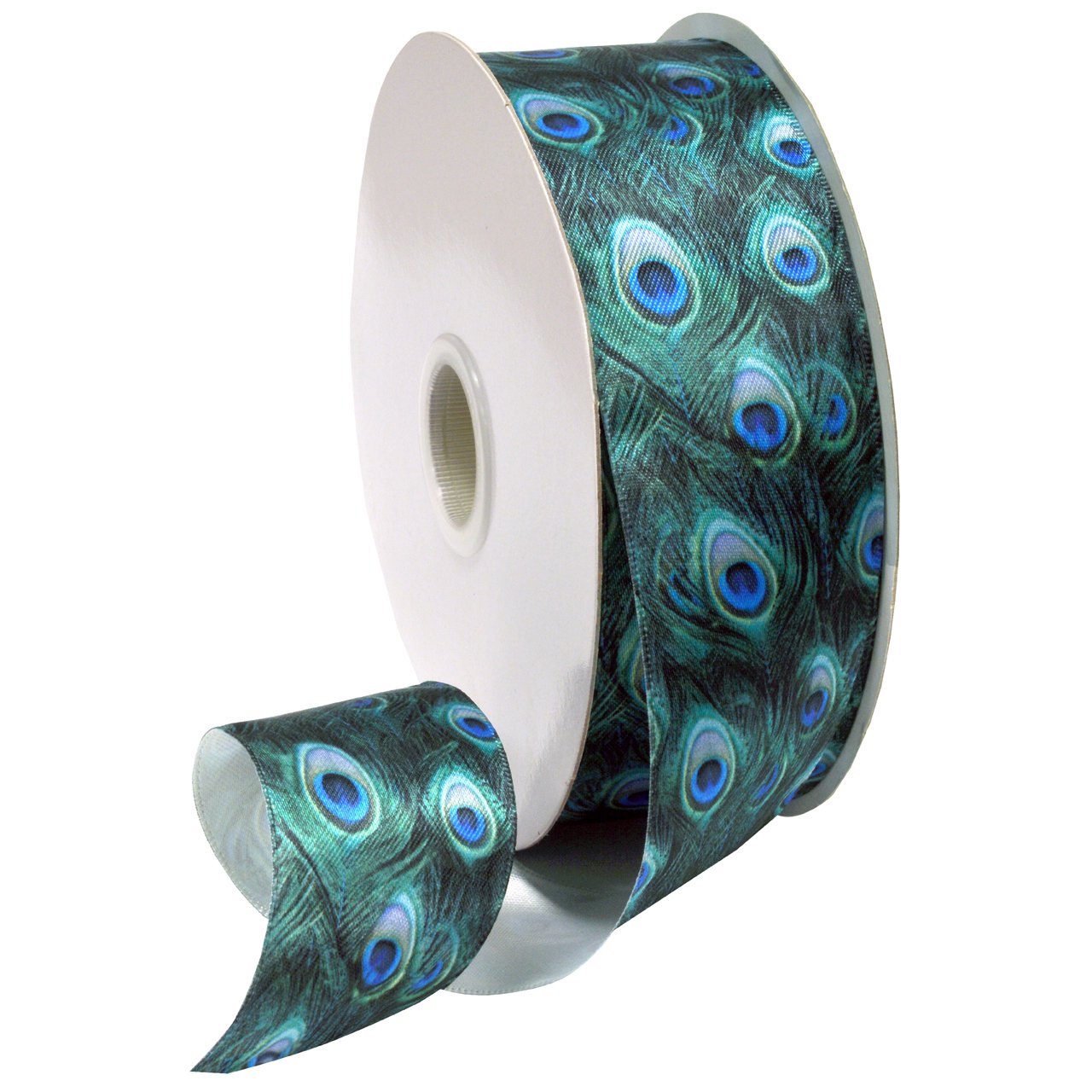 Ruban de tissu gros grain plumes de paon bleu canard haut de gamme pour finitions de luxe