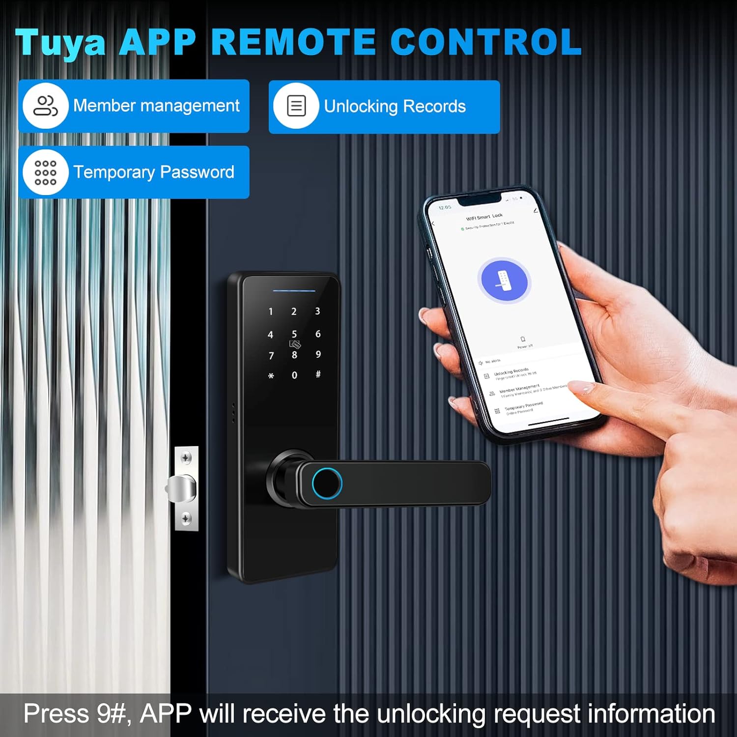 Smartphone displaying the Tuya Smart App interface for VIGOPKA Smart Lock control