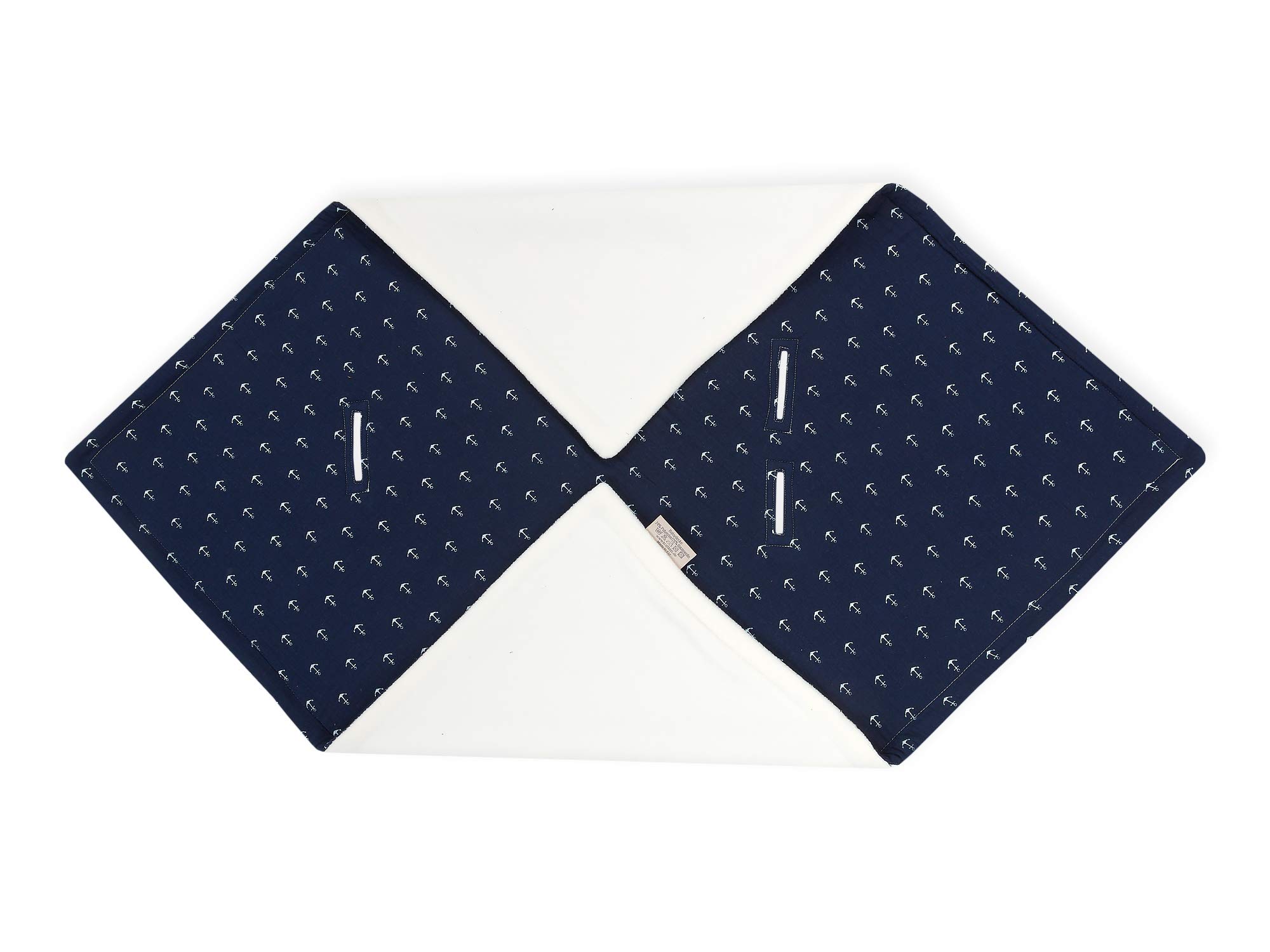 KraftKids Manta para capazo de muselina con ancla azul oscuro, 100 x 100 cm, manta de forro polar suave y cálida