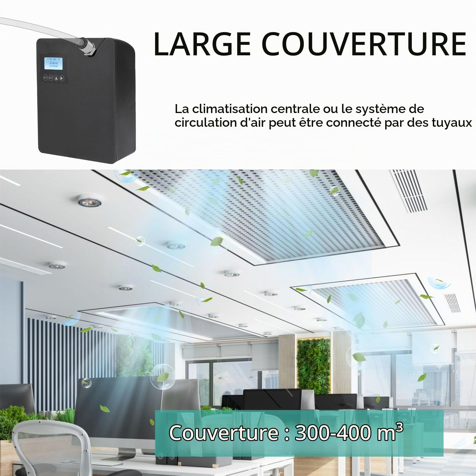 Diffuseur d'huiles Essentielles sans Eau, Machine à air parfumée Intelligente 300 ML pour la Maison, Diffuseur d'aromathérapie Bluetooth et Wi-FI, Couverture 2000㎡ (Noir)