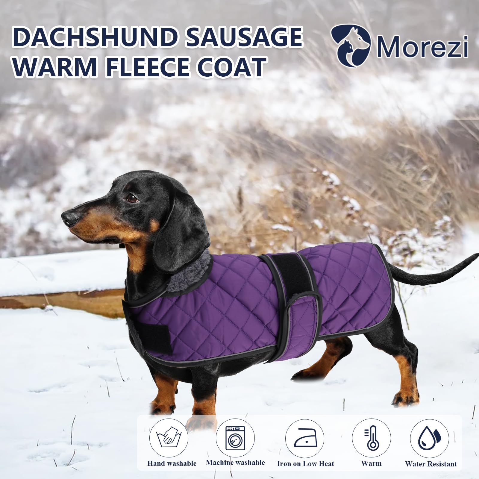 Morezi Dachshund coat dog coats for dachshunds dachshund winter jacket with padded fleece outdoor dog clothes with adjustable bands - Image 2