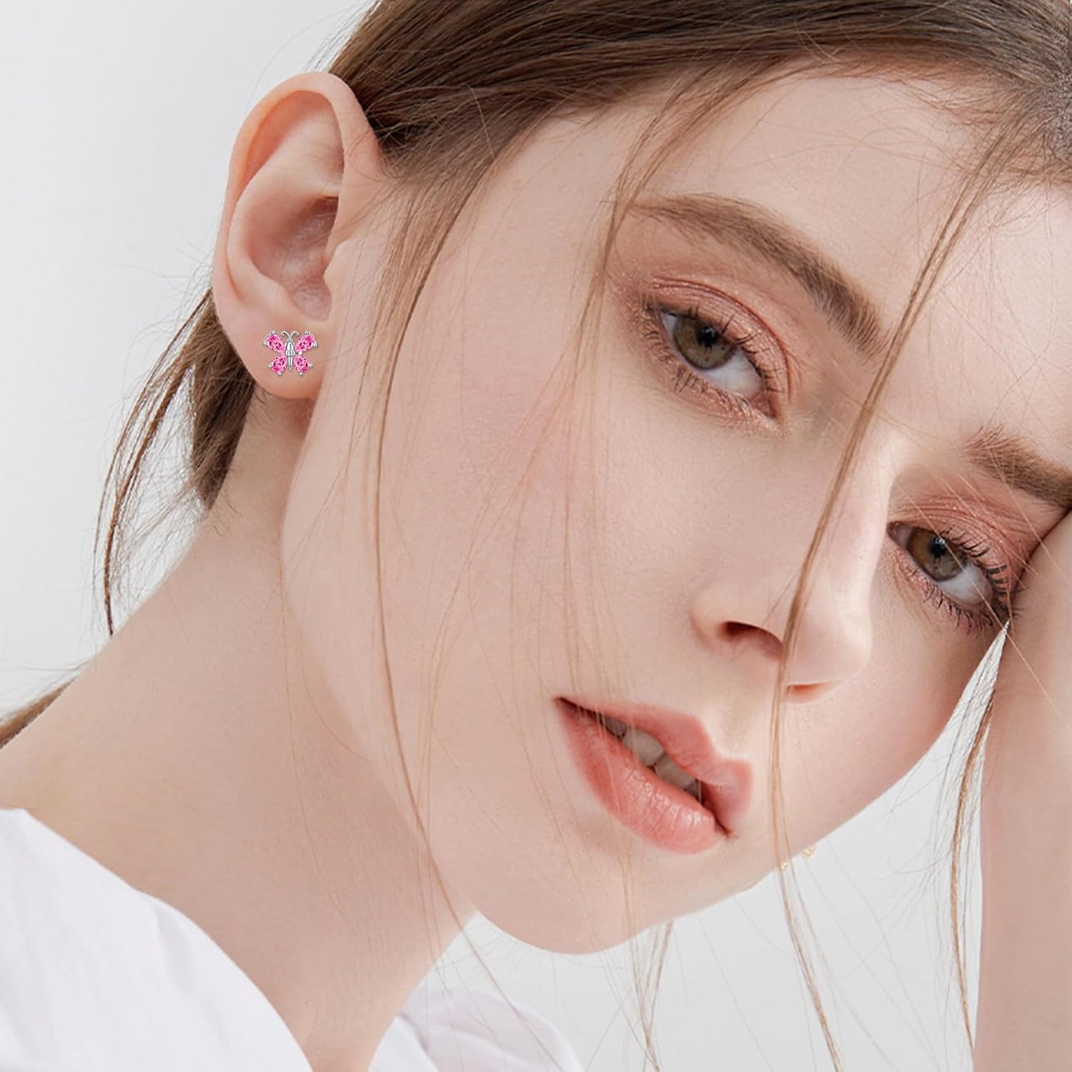 Butterfly Earrings for Women, S925 Sterling Silver Birthstone Stud Earrings Colored Gemstone Butterfly Jewelry Birthday Celebration Gift - Image 4