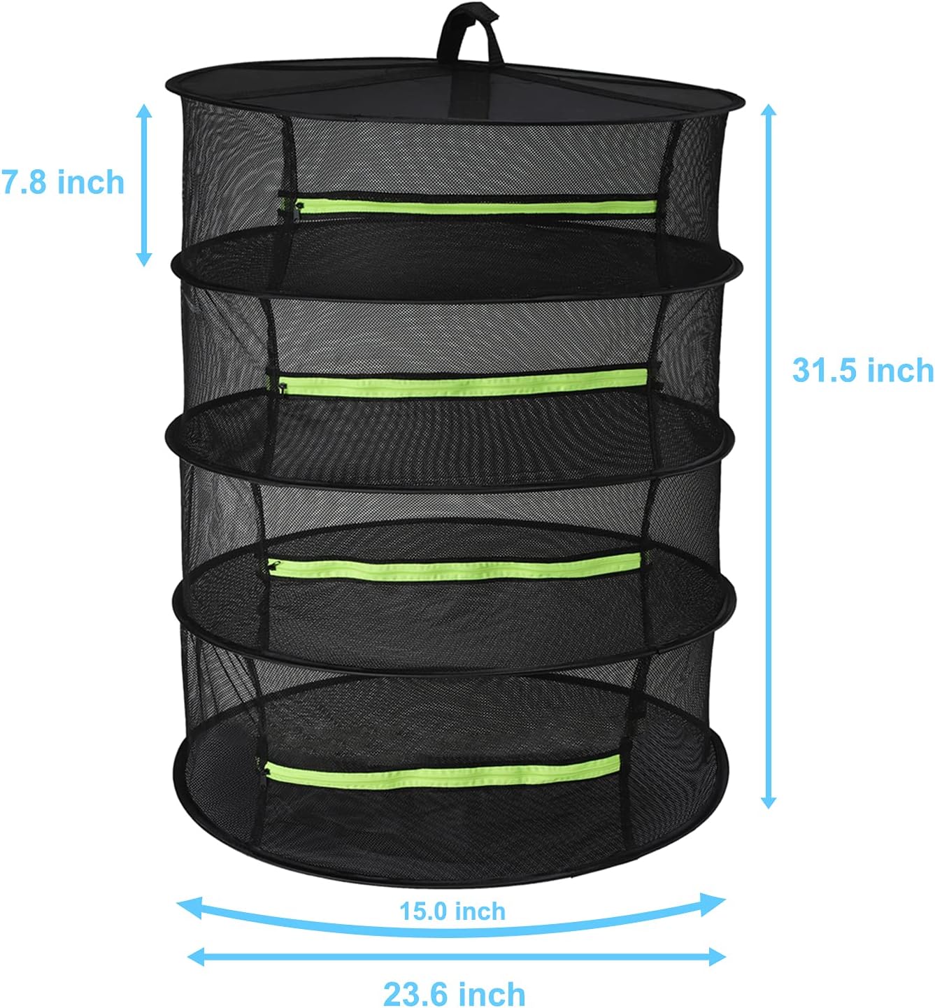 Herb Drying Rack Hanging Drying Rack Mesh for Plants Herb Dryer 2ft 4 Layer Collapsible Dry Net with Zipper, Gloves, Hook Hang Herbs, Seeds, Bud, Nuts, Hydroponic Plants,Vegetable for Garden (24"x32")