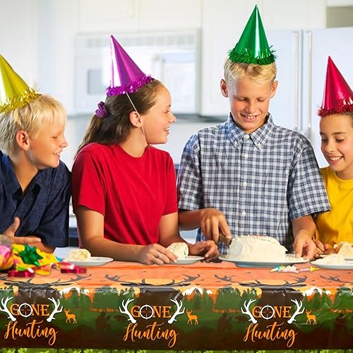 Miniatura 6 de Paquete de 4 manteles con temática de caza, suministros de fiesta de cumpleaños de caza, decoración de mantel, recuerdos de fiesta, 54 x 86 pulgadas