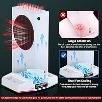 Vista 8 de Soporte de ventilador de refrigeración mejorado para Xbox Series S con estación de carga, base de carga de controlador MENEEA y sistema
