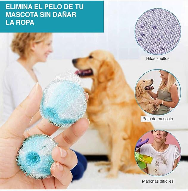 Foto 4 de 8 de Only Pets Quita Pelos Mascota - Atrapa Pelos Lavadora Mascotas - 10 Piezas Bola de Limpieza de Ropa