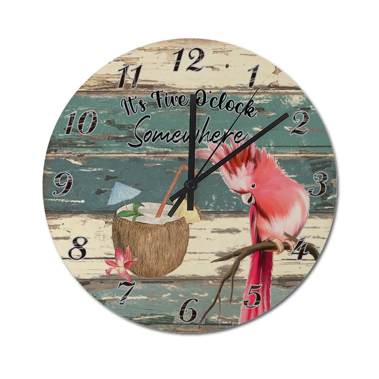 Horloge à quartz ronde pour chambre et bureau ambiance Five O'Clock