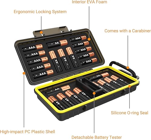 Vista 68 de KIWIFOTOS 14 Slots 18650 Battery Organizer Case Protective Hard Storage Case Shockproof 18650 18350 Battery Holder Box Batteries Container Caja
