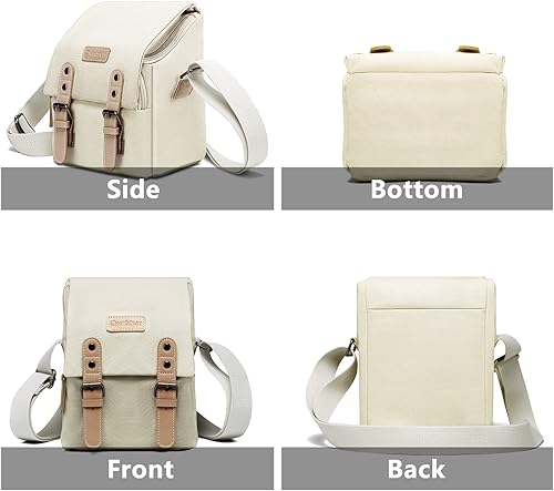 Miniatura 8 de Cwatcun Bolso bandolera para cámara para mujer, bolso cruzado pequeño de lona compatible con Canon, Nikon, cámaras y lentes Sony sin espejo, lindo