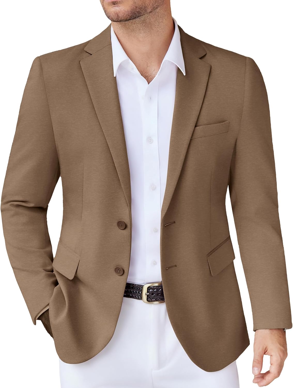 COOFANDY Men's Casual Knit Blazer Stretch Slim Fit Sport Coat Two Button Lightweight Suit Jackets