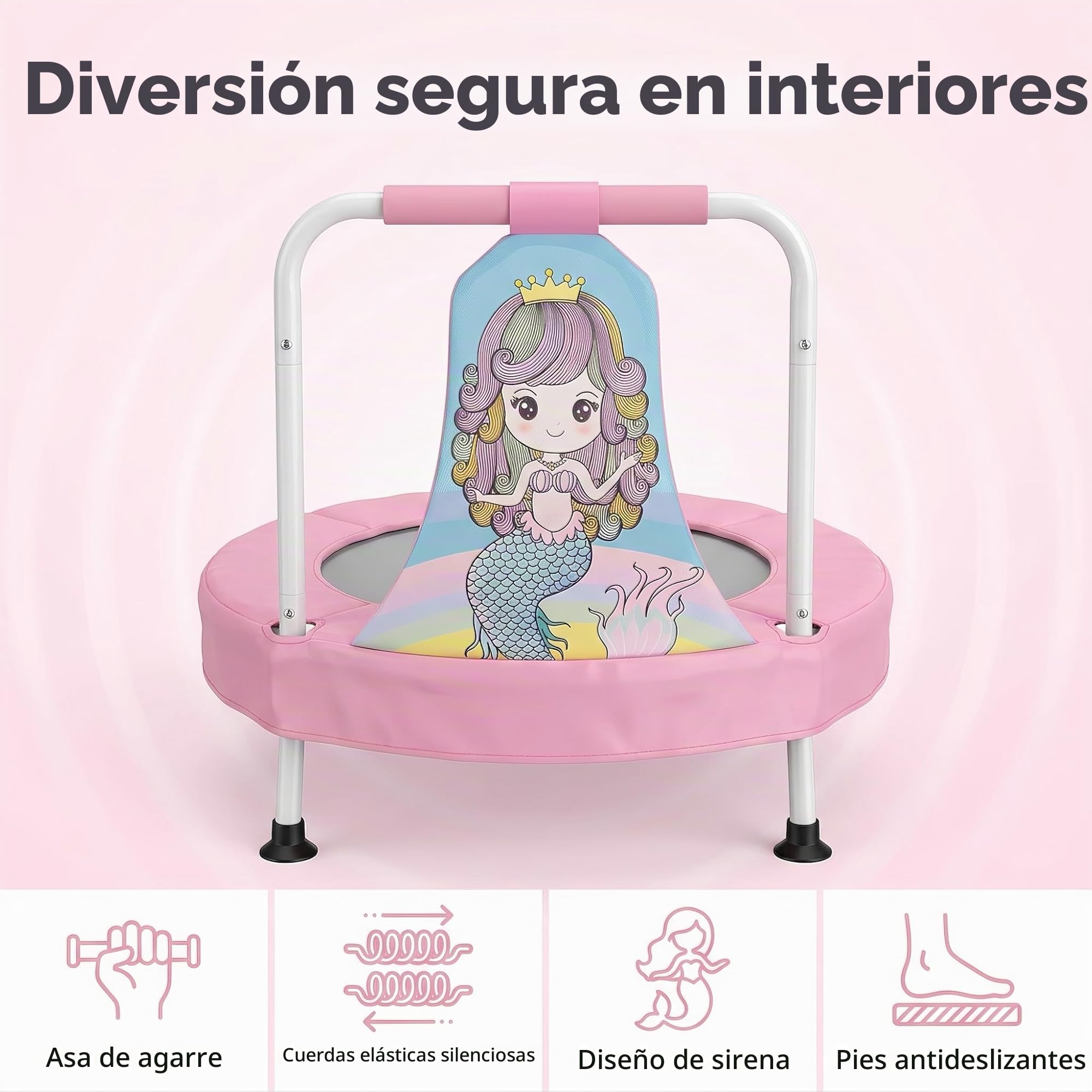 Trampolín para bebé, mini cama elástica para niños, interior y exterior, para niños de 6 meses a 3 años