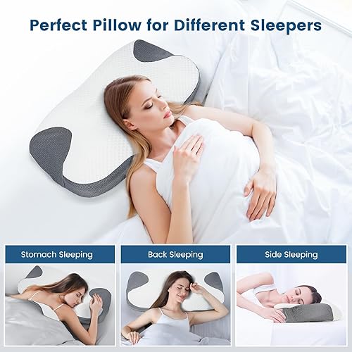 Miniatura 6 de Almohadas cervicales de espuma viscoelástica ortopédica de contorno de espuma viscoelástica para aliviar el dolor, soporte para dormir, diseño
