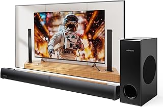 MEREDO Barre de Son TV PC 2.1 2025 dernier Barres de Son avec Subwoofer 2-en-1 Soundbar Détachable Audio par USB, BT sans Fil 5.4 Gaming Home Cinema Graves/aigus réglables HD-Arc/Optique/AUX